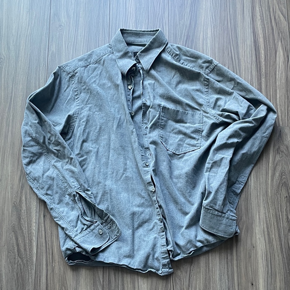 Hugo Boss Gray Button-Down Shirt